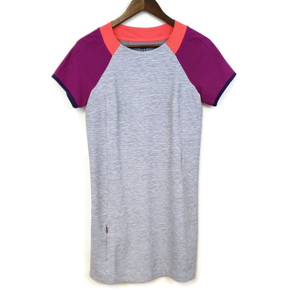 Title Nine Womens Gray Purple Color Block T Shirt Dress Size S Nylon Blend